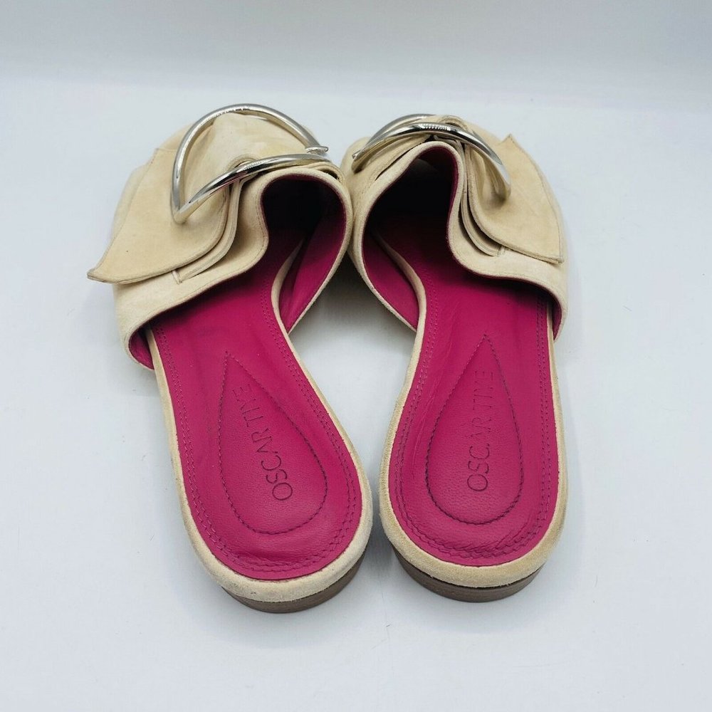 Oscar Tiye Pale Pink Suede Flats Slides 37.5 7.5 - Picture 5 of 7
